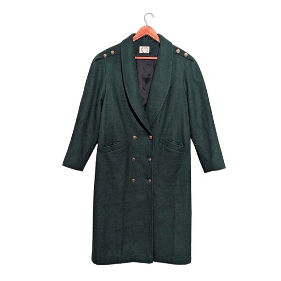 Vintage Jackets & Coats Vintage 8s Emerald Green Wool Trench Coat